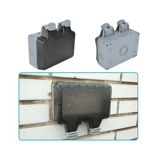 Outdoor Power Electric Socket Switch 2 Gang Garden Plug Box Cover