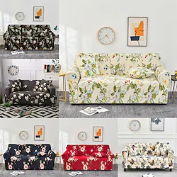 Stretch Sofa Cover Slipcover Elastic Sectional Couch Armchair Loveseat 4 or 3 seater L shape Plants Floral High Elasticity Four Seasons Universal Super Soft Fabric Lightinthebox