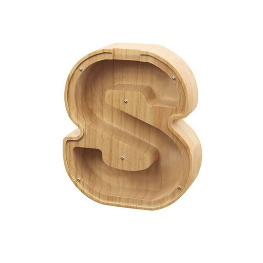 (S) Wooden Letter Piggy Bank English Alphabet Coin Money Storage Boxes Xmas Gifts Birthday Gifts