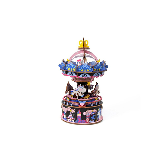 Rolife 3D DIY Puzzle Building Hand Crank Music Box Starry Night Merry-go-round