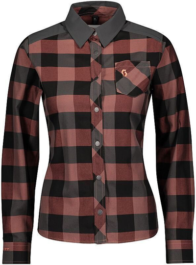 Scott Women's Trail Flow Check L/SL Brick Red/Dark Grey XS