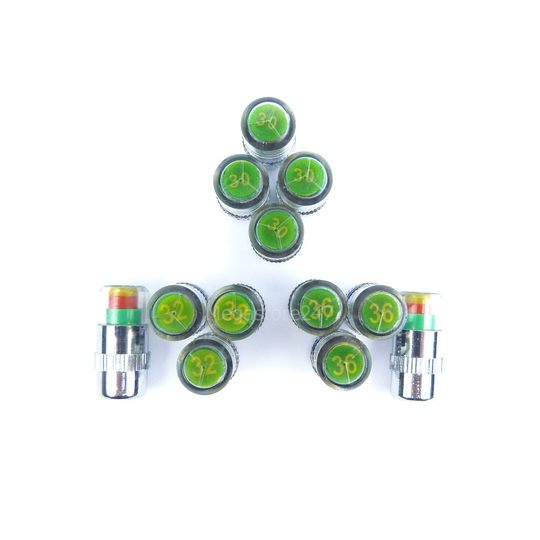 (30 PSI, 8 Single Caps) Tyre Pressure Monitor Indicatior Caps Car Tyre Valve PSI Air Indicator Caps