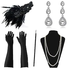 Necklace Earrings Halloween Costume Costume Accessory Sets Outfits Masquerade Retro Vintage 1920s The Great Gatsby Halloween Artificial feather For The Great Gatsby Cosplay Halloween Carnival Women's Lightinthebox