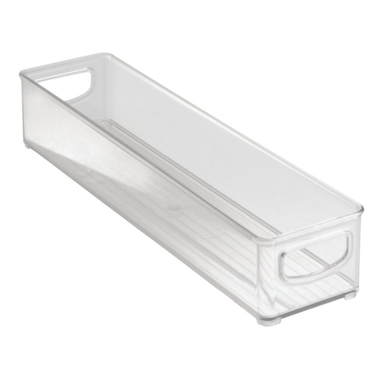 InterDesign Cabinet/Kitchen Binz Kitchen Storage Container, Long Plastic Storage Boxes for The Fridge, Freezer or Pantry, Clear