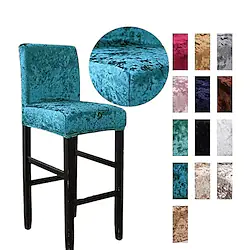 Velvet Bar Stool Covers Stretch, Soft Non Slip Height Stool Covers with Elastic Bottom Removable Washable High Seat Chair Protectors for Dining Room Kitchen Barstool Lightinthebox