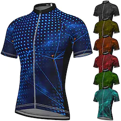 21Grams Men's Cycling Jersey Short Sleeve Bike Jersey Top with 3 Rear Pockets Mountain Bike MTB Road Bike Cycling Breathable Quick Dry Moisture Wicking Soft Black Green Red Graphic Polka Dot Lightinthebox
