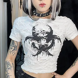 Goth Girl Retro Vintage Punk Gothic Steampunk Masquerade Crop Top Women's Costume Vintage Cosplay Short Sleeve T-shirt Masquerade Lightinthebox