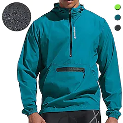 WOSAWE Men's Cycling Jacket Windbreaker Waterproof Rain Jacket Reflective Running Jackets Bike Hooded Packable Raincoat Top Lightweight Breathable Ultraviolet Resistant Fluorescent Mountain Bike Golf Lightinthebox