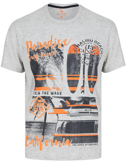 T-Shirts Dream State Motif Cotton Jersey T-Shirt in Light Grey Marl - South Shore / S - Tokyo Laundry