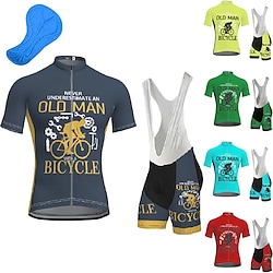 21Grams Men's Cycling Jersey with Bib Shorts Short Sleeve Mountain Bike MTB Road Bike Cycling Green Dark Navy Red Gear Bike Clothing Suit 3D Pad Breathable Quick Dry Moisture Wicking Back Pocket Lightinthebox