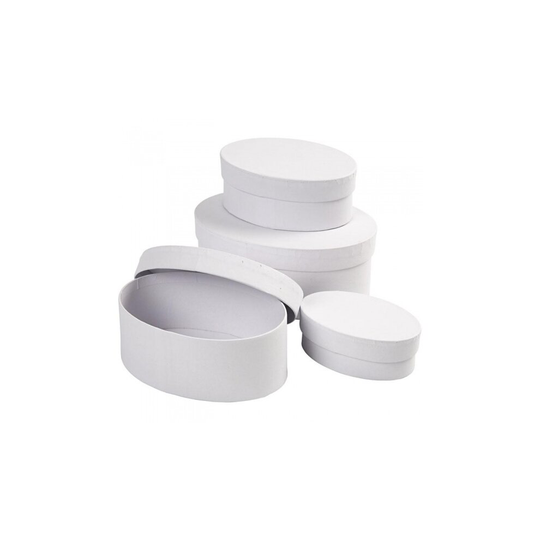 Boxes Oval Cardboard 10-12-14-16 Cm White 4-Part