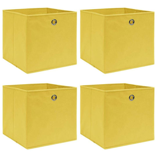 vidaXL Storage Boxes 4 pcs Yellow 32x32x32 cm Fabric