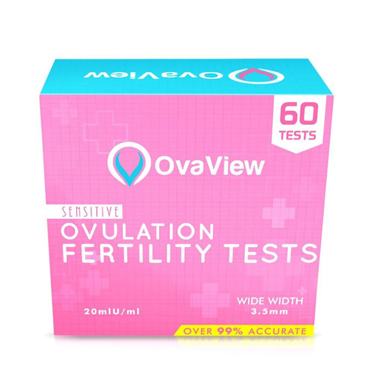 Pack of 60 x Ovaview Sensitive Ovulation/Fertility Tests Kit - 20mlU/ml (Extra Wide Width)