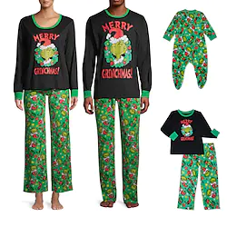 Santa Suit Santa Claus Grinch Family Christmas Pajamas Christmas Pajamas Men's Women's Boys Girls' Christmas Christmas Masquerade Christmas Eve Adults Party Christmas Polyester Top Pants Lightinthebox
