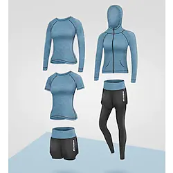 Women's 5pcs Activewear Set Workout Outfits Yoga Set Winter Fashion Outfit Set Clothing Suit Green Gray Fitness Gym Workout Running Breathable Quick Dry Lightweight Long Sleeve Sport Activewear Lightinthebox