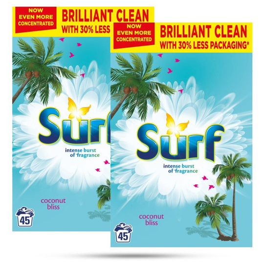 (Buy 2 - Coconut Bliss) 2x45W Surf Fragrance Release Hygiene Laundry Washing Powder