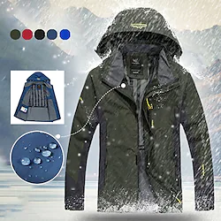 Plus Size Men's Waterproof Hiking Jacket Rain Jacket Hoodie Jacket Detachable hat Windbreaker Raincoat Outdoor Windproof Weatherproof Lightweight Breathable Trench Coat Outerwear Top Fishing Climbing Lightinthebox