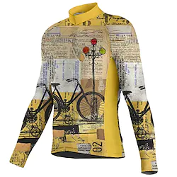 21Grams Men's Cycling Jersey Long Sleeve Bike Jersey Top with 3 Rear Pockets Mountain Bike MTB Road Bike Cycling Breathable Quick Dry Moisture Wicking Reflective Strips Yellow Grey Graphic Spandex Lightinthebox