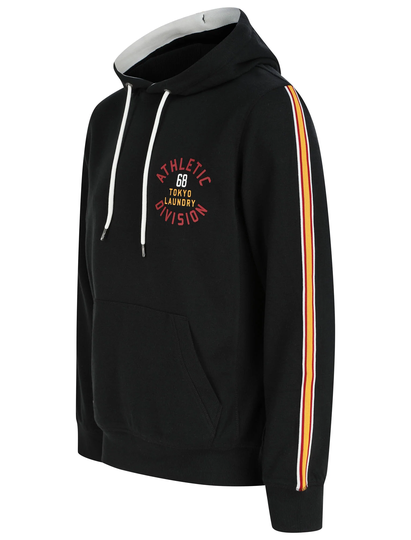 Hoodies / Sweatshirts Lawthorn Brushback Fleece Pullover Hoodie with Tape Sleeve Detail in Jet Black - Tokyo Laundry / S - Tokyo Laundry