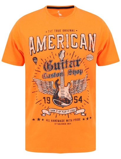 T-Shirts Guitar Custom Motif Cotton Jersey T-Shirt in Autumn Glory - South Shore / S - Tokyo Laundry