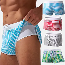Men's Swim Trunks Swim Shorts Quick Dry Board Shorts Bathing Suit 2 in 1 with Pockets Drawstring Swimming Surfing Beach Water Sports Stripes Summer Lightinthebox
