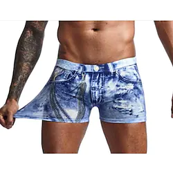 Men's Swimwear Bottoms Beach board shorts Normal Swimsuit Denim Color Block grey blue Black Blue Bathing Suits Lightinthebox