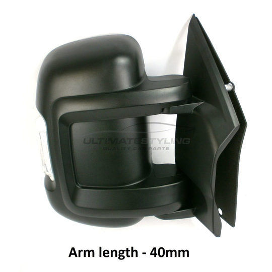 Peugeot Boxer Van 5/2014-> Manual Short Arm Mirror Door Black Drivers Side O/S