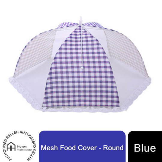 Haven Fine Knit Easy to Use Mesh Food Cover, Round - Blue