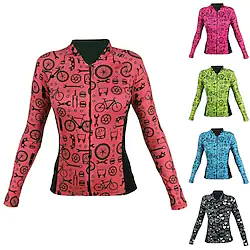 21Grams Women's Cycling Jersey Long Sleeve Bike Jersey Top with 3 Rear Pockets Mountain Bike MTB Road Bike Cycling Breathable Quick Dry Moisture Wicking Reflective Strips Viva Magenta Black Blue Gear Lightinthebox