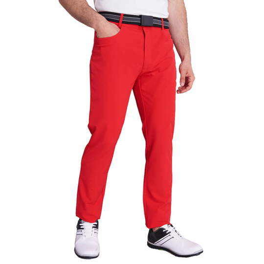 (34R, Power Red) Calvin Klein Mens 2021 Genius 4-Way Stretch Quick Drying Slim Fit Golf Trousers