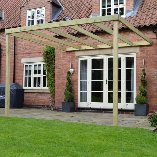 (Light Green, 3m x 3.6m) Lean to Box Pergola