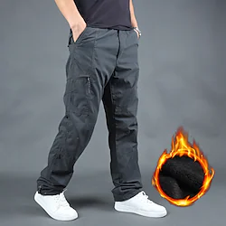 Men's Cargo Pants Fleece Lined Pants Softshell Pants Winter Outdoor Thermal Warm Fleece Lining Ripstop Windproof Pants / Trousers Bottoms ArmyGreen Black Fleece Hunting Ski / Snowboard Fishing M L XL Lightinthebox