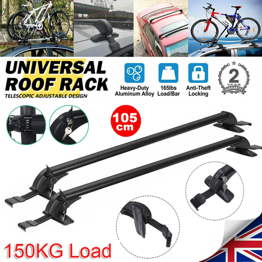 105CM/41.3" Car Roof Rack Bars Universal Luggage Carrier Lockable Aluminium