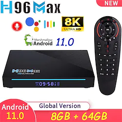 Smart TV Box H96 MAX RK3566 Quad Core Android 11.0 8GB RAM 128GB ROM 1080p 8K with Dual Wi-Fi 2.4G/5.0G Media Player Google Play Youtube Lightinthebox