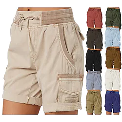 Women's Cargo Shorts Hiking Shorts Summer Outdoor Ripstop Breathable Quick Dry Lightweight Shorts Bottoms Drawstring Elastic Waist Light Blue Dark Khaki Hunting Fishing Climbing S M L XL 2XL Lightinthebox