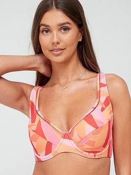 V By Very Underwired Abstract Print Shape Enhancing Bikini Top - Multi