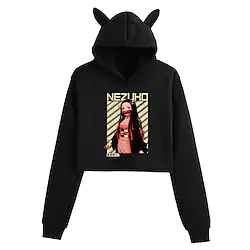 Inspired by Demon Slayer Kamado Nezuko Hoodie Crop Top Hoodie Cartoon Harajuku Graphic Kawaii Top For Women's Adults' Polyster Lightinthebox