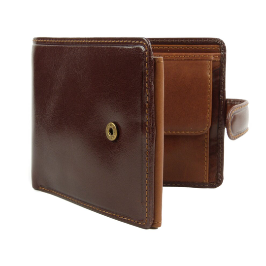 (Brown & Tan) Top Quality Mens Leather Wallet Torino Collection by Visconti Gift Boxed Tri-Fold