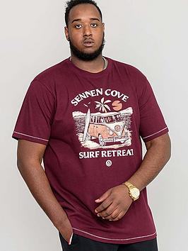D555 Keswick Official Vw Beach Camper Van Printed T-shirt - Burgundy, Burgundy, Size 4Xl, Men