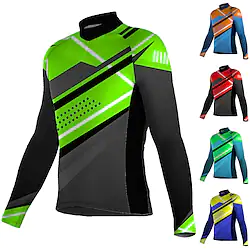 21Grams Men's Cycling Jersey Long Sleeve Bike Jersey Top with 3 Rear Pockets Mountain Bike MTB Road Bike Cycling Breathable Quick Dry Moisture Wicking Reflective Strips Yellow Red Mint Green Spandex Lightinthebox