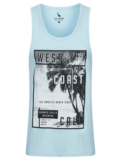 Vests WC Cali Motif Print Cotton Vest Top in Omphalodes Blue - South Shore / S - Tokyo Laundry