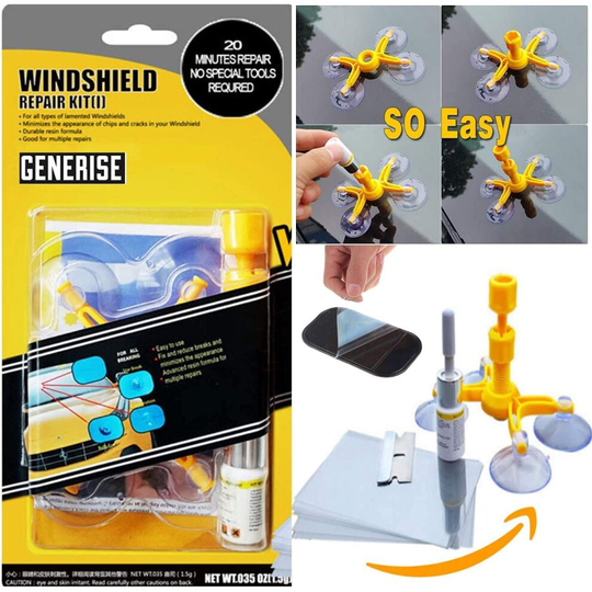 Windscreen Repair Kit GENERISE Auto Windscreen Chip Repair Kit Tool for Chips, Cracks & Glass Repair