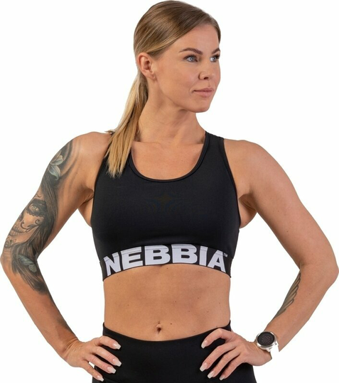 Nebbia Medium Impact Cross Back Sports Bra Black XS