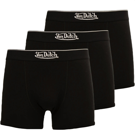 (M, Black) 3 Pack Von Dutch Mens Covoy Elasticated Underwear Briefs Boxer Shorts - Black