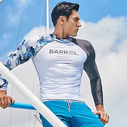 Men's Rash Guard Swim Shirt UPF50 Quick Dry Lightweight Long Sleeve Sun Shirt Bathing Suit Swimming Surfing Beach Water Sports Patchwork Spring Summer Lightinthebox