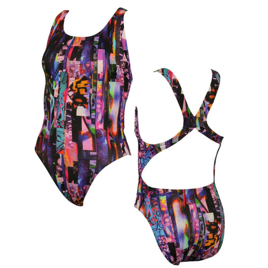 Maru Womens Kaleidoscope Swimming Costume Pacer Fast Back Swimsuit FS6077 RW119