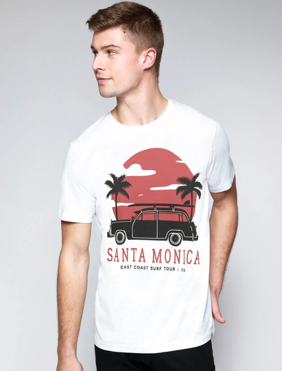 T-Shirts Santa Monica Motif Cotton Jersey T-Shirt in Snow White - South Shore / S - Tokyo Laundry