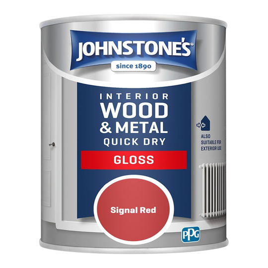 Johnstones Interior Wood & Metal Quick Dry Gloss Paint 750ml Signal Red