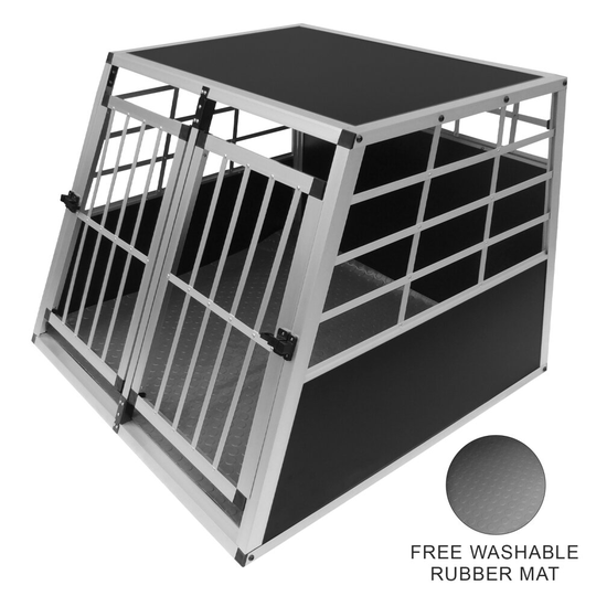 Pet Transport Cage Car Crate Aluminium Double Large Travel Box 2 Doors