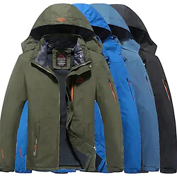 Men's Ski Jacket Waterproof Hiking Jacket Hiking Fleece Jacket Fleece Winter Outdoor Thermal Warm Fleece Lining Waterproof Windproof Outerwear Trench Coat Top Hunting Ski / Snowboard Fishing Denim Lightinthebox